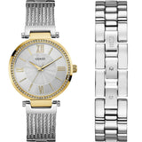 Buy Shop Guess Soho Diamonds Silver Dial Silver Mesh Bracelet Watch for Women - W0638L7 USA Online
