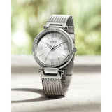 Buy Shop Guess Soho Silver DIal Stainless Steel Mesh Bracelet Watch For Women - W0638L1 USA Online