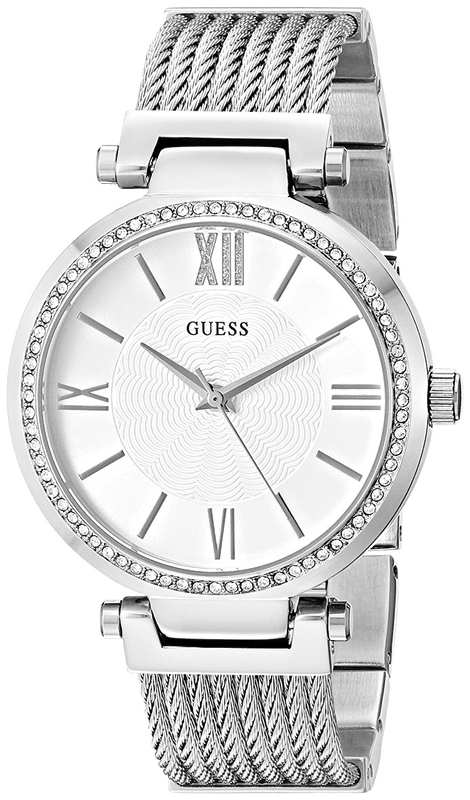 Buy Shop Guess Soho Silver DIal Stainless Steel Mesh Bracelet Watch For Women - W0638L1 USA Online