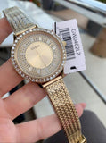 Buy Shop Guess Soiree Diamonds Gold Dial Gold Mesh Bracelet Watch for Women - GW0402L2 USA Online