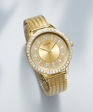 Buy Shop Guess Soiree Diamonds Gold Dial Gold Mesh Bracelet Watch for Women - GW0402L2 USA Online