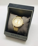 Buy Shop Guess Soiree Diamonds Gold Dial Gold Mesh Bracelet Watch for Women - GW0402L2 USA Online