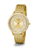 Buy Shop Guess Soiree Diamonds Gold Dial Gold Mesh Bracelet Watch for Women - GW0402L2 USA Online