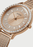 Buy Shop Guess Soiree Diamonds Rose Gold Dial Rose Gold Mesh Bracelet Watch for Women - GW0402L3 USA Online