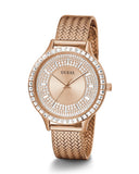 Buy Shop Guess Soiree Diamonds Rose Gold Dial Rose Gold Mesh Bracelet Watch for Women - GW0402L3 USA Online