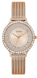 Buy Shop Guess Soiree Diamonds Rose Gold Dial Rose Gold Mesh Bracelet Watch for Women - GW0402L3 USA Online