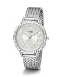 Buy Shop Guess Soiree Diamonds Silver Dial Silver Mesh Bracelet Watch for Women - GW0402L1 USA Online