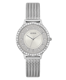 Buy Shop Guess Soiree Diamonds Silver Dial Silver Mesh Bracelet Watch for Women - GW0402L1 USA Online