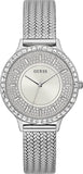 Buy Shop Guess Soiree Diamonds Silver Dial Silver Mesh Bracelet Watch for Women - GW0402L1 USA Online