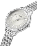 Guess Chelsea Mother of Pearl White Dial Silver Mesh Strap Watch For Women - W0647L1