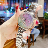 Buy Shop Guess Sol Chronograph Crystals Multicolor Dial Silver Steel Strap Watch For Women - GW0483L1 USA Online