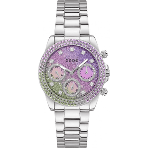 Buy Shop Guess Sol Chronograph Crystals Multicolor Dial Silver Steel Strap Watch For Women - GW0483L1 USA Online