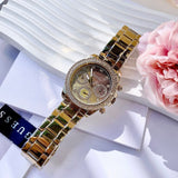 Buy Shop Guess Sol Chronograph Gold Dial Gold Steel Strap Watch For Women - GW0483L2 USA Online