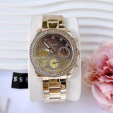 Buy Shop Guess Sol Chronograph Gold Dial Gold Steel Strap Watch For Women - GW0483L2 USA Online