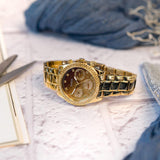 Buy Shop Guess Sol Chronograph Gold Dial Gold Steel Strap Watch For Women - GW0483L2 USA Online