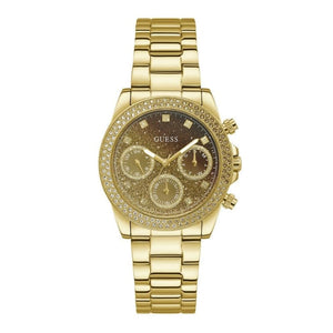 Buy Shop Guess Sol Chronograph Gold Dial Gold Steel Strap Watch For Women - GW0483L2 USA Online