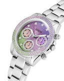 Guess Sol Chronograph Crystals Multicolor Dial Silver Steel Strap Watch For Women - GW0483L1