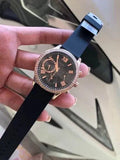 Buy Shop Guess Solar 40mm Black & Rose Gold Dial Black Rubber Strap Watch For Women - W1135L4 USA Online