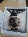 Buy Shop Guess Solar 40mm Black & Rose Gold Dial Black Rubber Strap Watch For Women - W1135L4 USA Online
