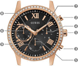 Buy Shop Guess Solar 40mm Black & Rose Gold Dial Black Rubber Strap Watch For Women - W1135L4 USA Online