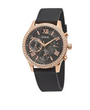 Buy Shop Guess Solar 40mm Black & Rose Gold Dial Black Rubber Strap Watch For Women - W1135L4 USA Online