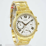 Buy Shop Guess Solar Chronograph Diamonds White Dial Gold Steel Strap Watch for Women - W1069L2 USA Online