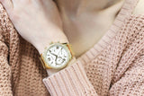 Buy Shop Guess Solar Chronograph Diamonds White Dial Gold Steel Strap Watch for Women - W1069L2 USA Online