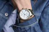 Buy Shop Guess Solar Chronograph Diamonds White Dial Gold Steel Strap Watch for Women - W1069L2 USA Online