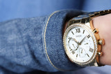 Buy Shop Guess Solar Chronograph Diamonds White Dial Gold Steel Strap Watch for Women - W1069L2 USA Online