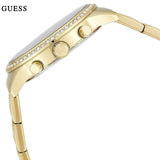 Buy Shop Guess Solar Chronograph Diamonds White Dial Gold Steel Strap Watch for Women - W1069L2 USA Online