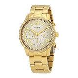 Buy Shop Guess Solar Chronograph Diamonds White Dial Gold Steel Strap Watch for Women - W1069L2 USA Online