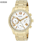Buy Shop Guess Solar Chronograph Diamonds White Dial Gold Steel Strap Watch for Women - W1069L2 USA Online