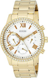 Buy Shop Guess Solar Chronograph Diamonds White Dial Gold Steel Strap Watch for Women - W1069L2 USA Online