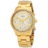 Buy Shop Guess Solar Chronograph Diamonds White Dial Gold Steel Strap Watch for Women - W1069L2 USA Online