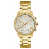 Buy Shop Guess Solar Chronograph Diamonds White Dial Gold Steel Strap Watch for Women - W1069L2 USA Online