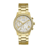 Buy Shop Guess Solar Chronograph Diamonds White Dial Gold Steel Strap Watch for Women - W1069L2 USA Online