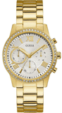 Buy Shop Guess Solar Chronograph Diamonds White Dial Gold Steel Strap Watch for Women - W1069L2 USA Online