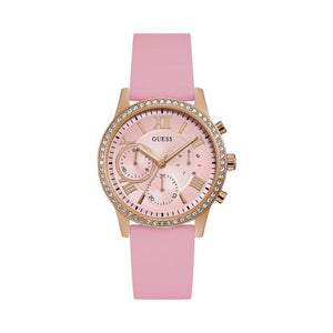 Buy Shop Guess Solar Rose Gold Dial Pink Rubber Strap Watch For Women - W1135L2 USA Online