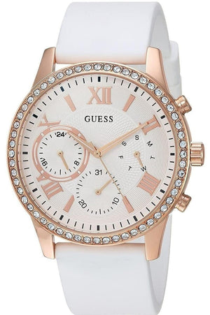 Buy Shop Guess Solar White Dial White Rubber Strap Watch For Women - W1135L1 USA Online