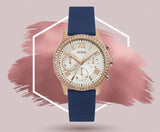 Buy Shop Guess Solar White Rose Gold Dial Blue Rubber Strap Watch For Women - W1135L3 USA Online