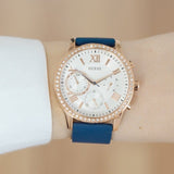 Buy Shop Guess Solar White Rose Gold Dial Blue Rubber Strap Watch For Women - W1135L3 USA Online