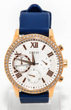 Buy Shop Guess Solar White Rose Gold Dial Blue Rubber Strap Watch For Women - W1135L3 USA Online