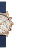 Buy Shop Guess Solar White Rose Gold Dial Blue Rubber Strap Watch For Women - W1135L3 USA Online