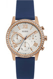 Buy Shop Guess Solar White Rose Gold Dial Blue Rubber Strap Watch For Women - W1135L3 USA Online
