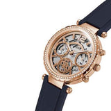 Buy Shop Guess Solistice Diamonds Roe Gold Dial Black Rubber Strap Watch for Women - GW0484L2 USA Online