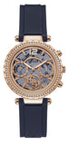 Buy Shop Guess Solistice Diamonds Roe Gold Dial Black Rubber Strap Watch for Women - GW0484L2 USA Online