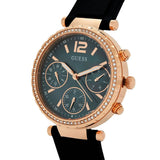 Buy Shop Guess Solstice Diamonds Black Mother of Pearl Dial Black Rubber Strap Watch for Women - GW0113L2 USA Online