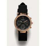 Buy Shop Guess Solstice Diamonds Black Mother of Pearl Dial Black Rubber Strap Watch for Women - GW0113L2 USA Online