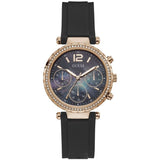 Buy Shop Guess Solstice Diamonds Black Mother of Pearl Dial Black Rubber Strap Watch for Women - GW0113L2 USA Online