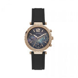 Buy Shop Guess Solstice Diamonds Black Mother of Pearl Dial Black Rubber Strap Watch for Women - GW0113L2 USA Online